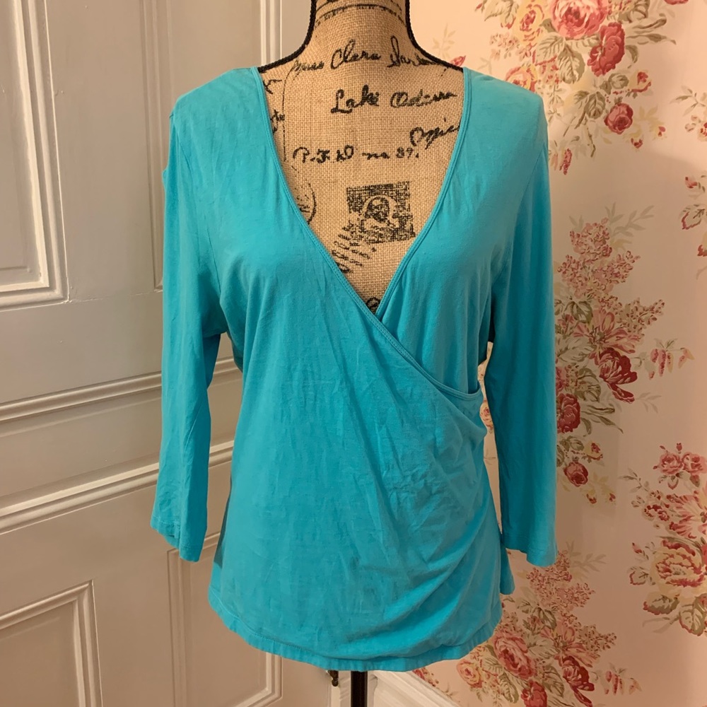 Old Navy Blue Faux Wrap Blouse